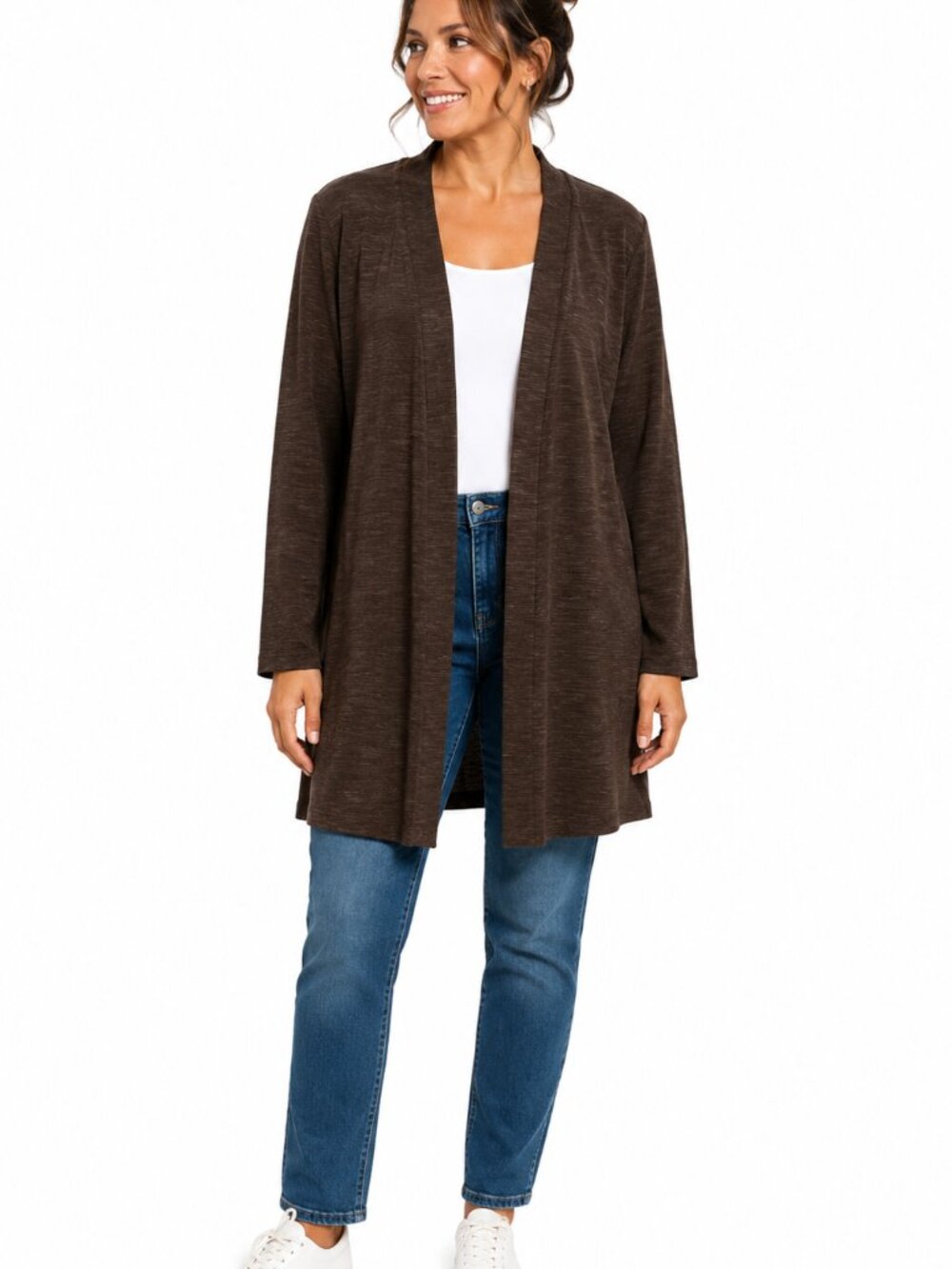 NEW d&co Brown Open Front Lightweight Cardigan XS New